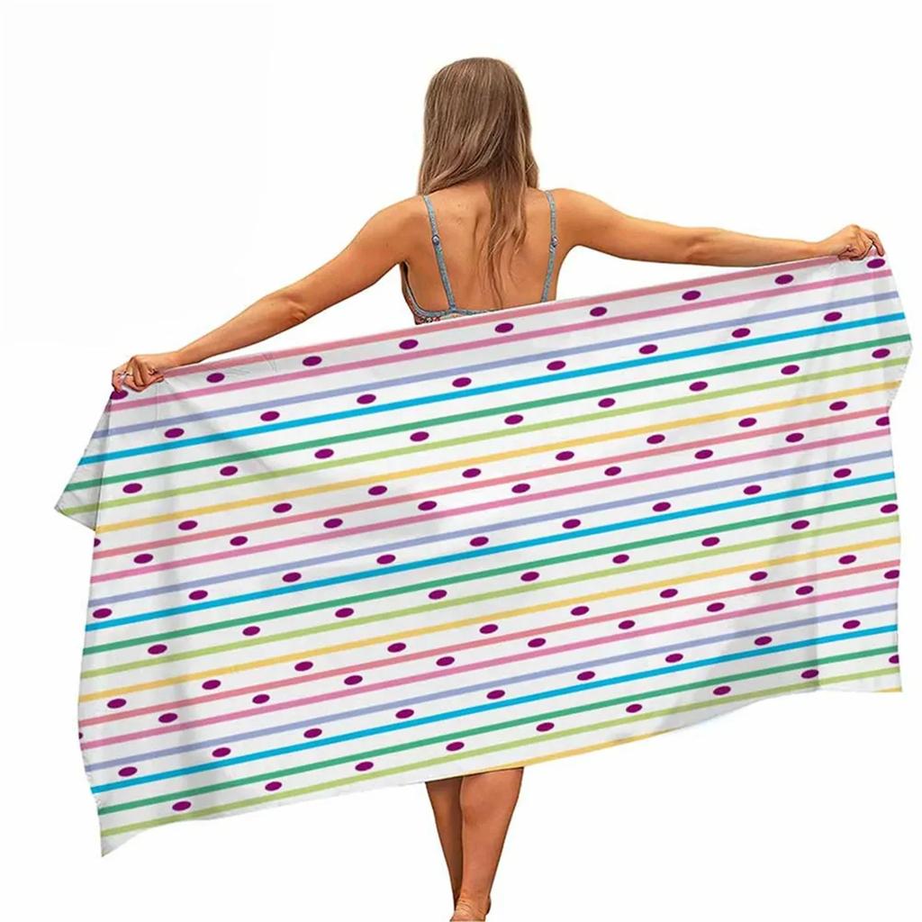 Geometric Stripe Microfiber Beach Towel Portable Quick Fast Dry Sand Outdoor Travel Camping Swim Blanket Thin Yoga Gym Mat Women