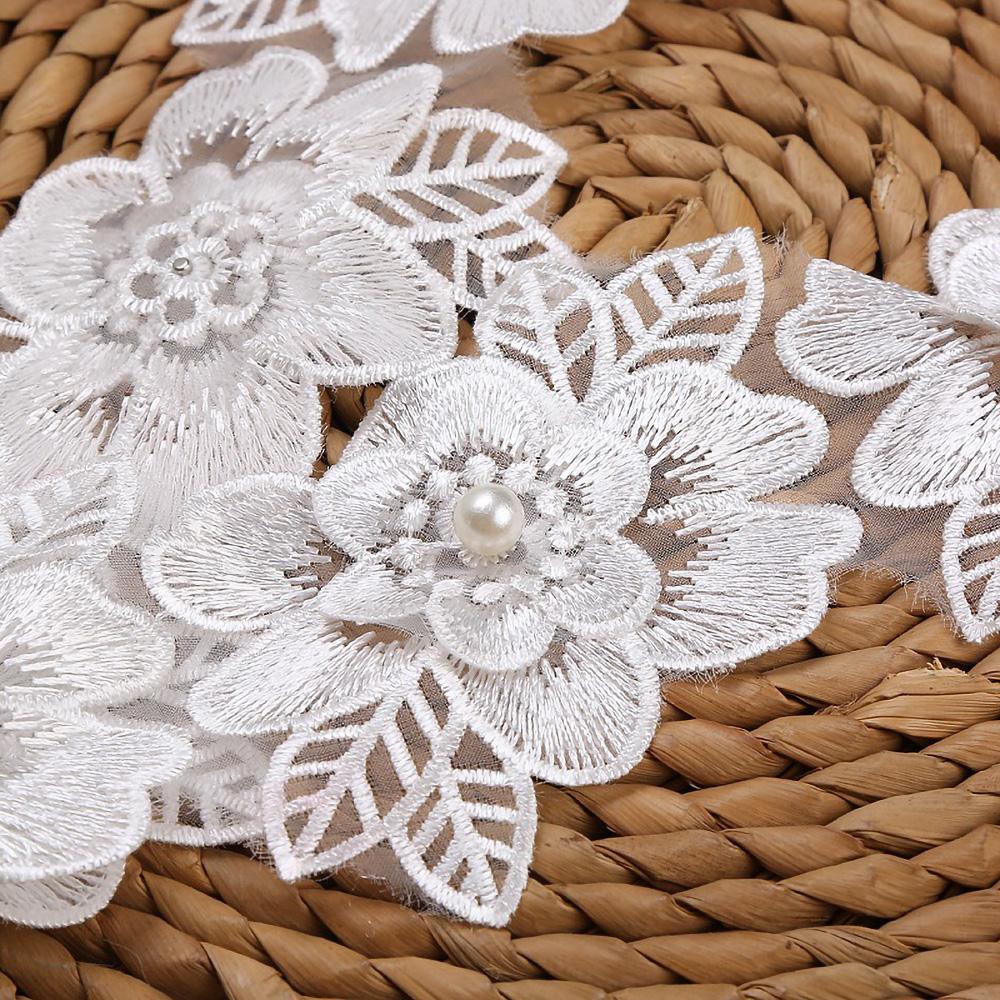 Ruban de Dentelle Brodé Perles 3D Extensible 1 Yard Pour Col Vintage Robe de Mariage Bricolage Costume d'Enfant Fournitures de Loisirs Créatifs