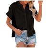 Women's Fashion Shirt Solid Color Short Sleeved Lapel Button Up Shirt Top