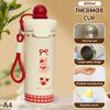 Taza de vacío portátil de dibujos animados de alta capacidad con cuerda de elevación Botella de taza de acero inoxidable 316 Botella de agua aislada Para niños y niñas