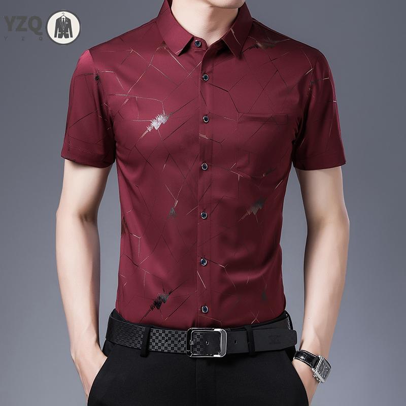 New Men s Casual Printed Short Sleeved Shirt for Summer Fashion Comfort Top S