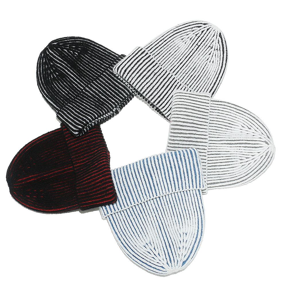 2025 Autumn and Winter New Winter Hat Blended Color Matching Vertical Striped Pullover Hat Men and Women Couples Knitted Hat