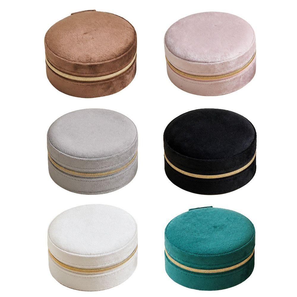 Velvet Travel Jewelry Case Round Mini Portable Jewelry Storage Ring Jewelry Box  Storage Use