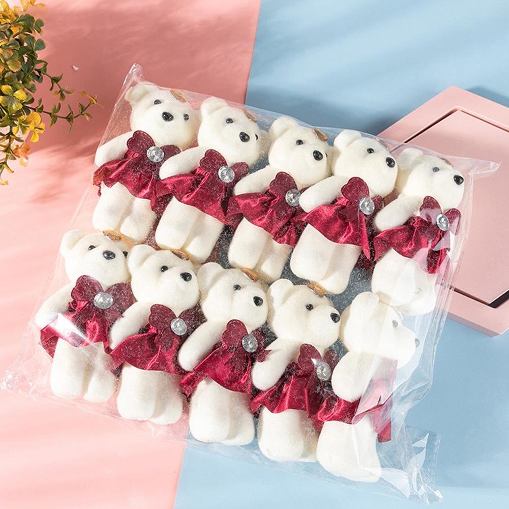 10Pcs 12cm Cute Bear Flower Bouquet Dolls Toy Cartoon Doll Bouquet Graduation Birthday Wedding Party Decoration