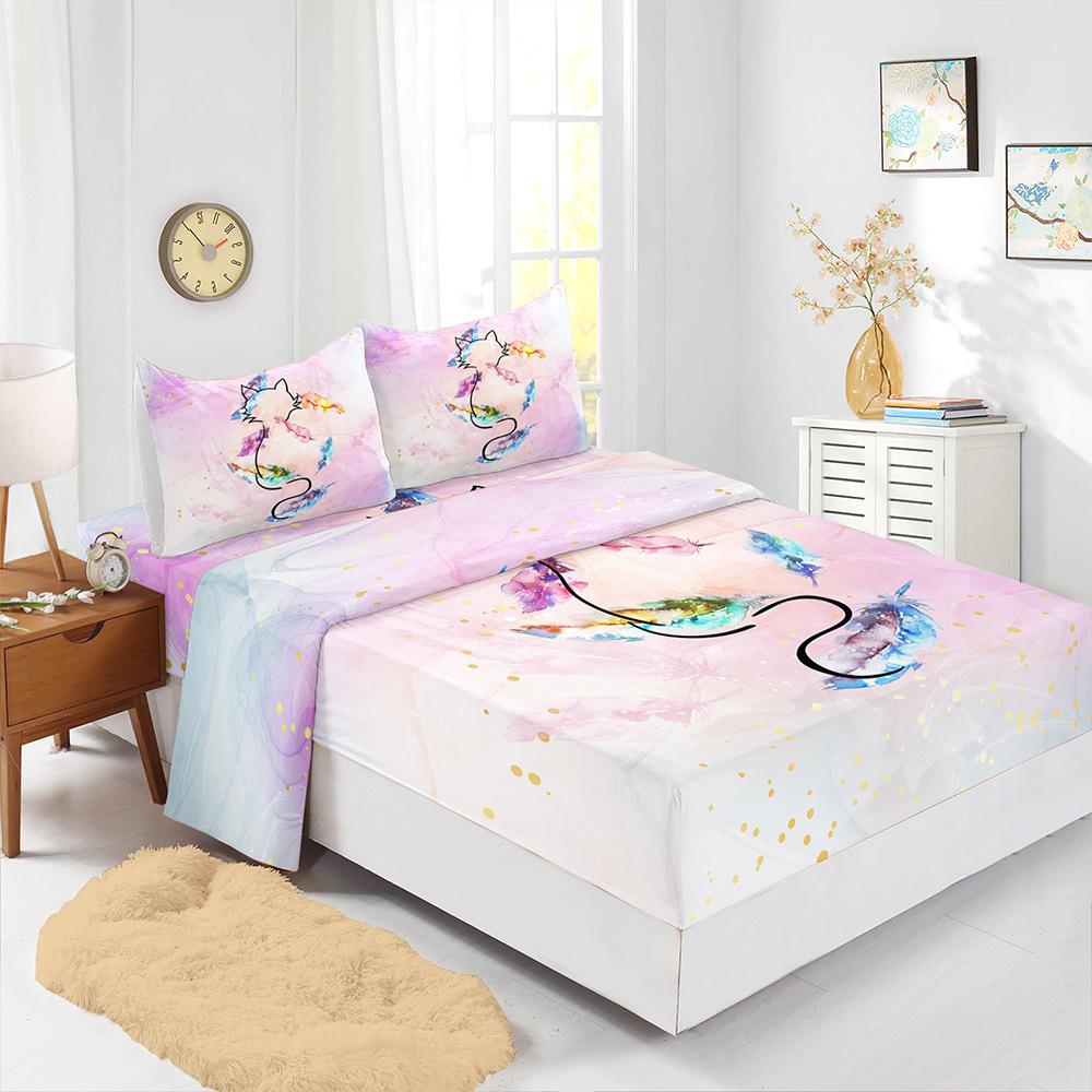 Four-Piece Mattress Sheet Digital Printing Dream Catcher Mattress Protective Cover Bedding