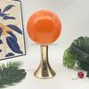 Round Ball Night Light with Golden Trumpet Base Table Lamp for Cream Style Apartment Bedroom Bedside and Tabletop