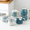 500ml Ceramiczny Kubek z Łyżeczką Japoński Ręcznie Malowany Styl Kubki Śniadaniowe Biuro Dom Filiżanka do Herbaty Kubek na Wodę Naczynia do Picia Prezenty