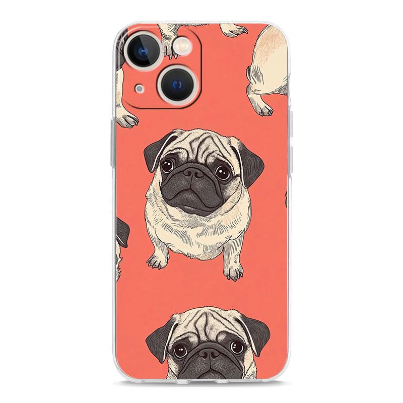 Phone Case For iPhone 17 Cases iPhone Air 16 15 12 13 14 Pro Max 7 8 Plus 16Pro iPhone11 Soft Cover Animal Pug close up