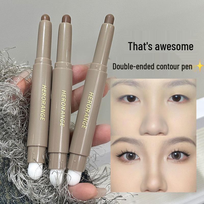 Herorang Monochrome Dual-Use Contour Stick with Brush - Long-lasting, Natural 3D Effect for Nose and Face.