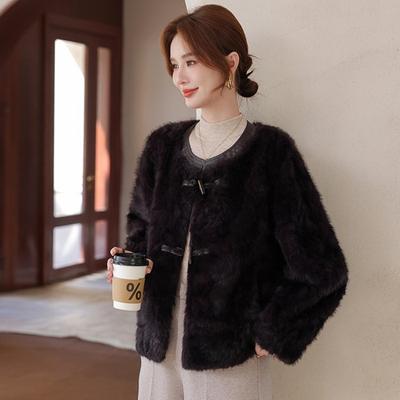 High-end Mother Autumn and Winter Clothing Short Imitation Mink Velvet Jacket Medium Old Woman Winter Clothing Thickened Thermal Top