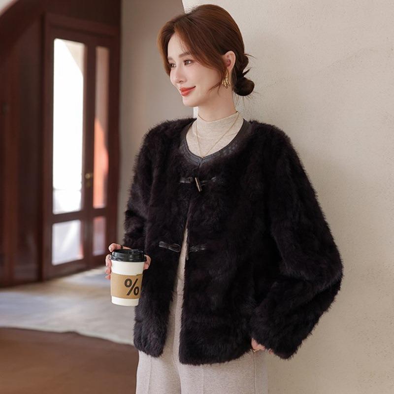 High-end Autumn and Winter Clothing Short Imitation Mink Velvet Jacket Women's Winter Clothing Thickened Thermal Top