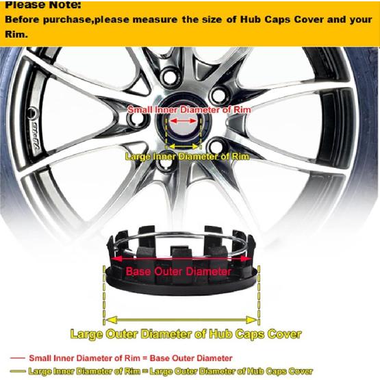 4 PCS 54mm Car Wheel Center Caps Wheel Tyre Center Hub Caps Covers Replacement for Auto Vehicle Car (Black)