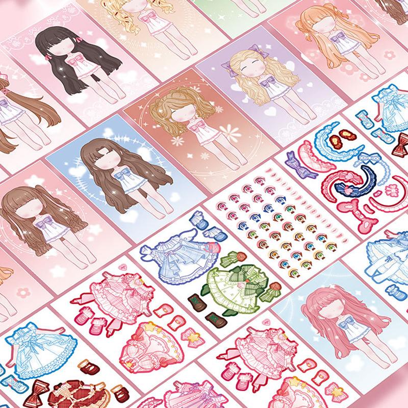 Princess Dress Up Sticker Book Diy Girly Wardrobe Sticker Sheets For Girls Party Favor Gifts Handbooks Waterproof Stickers