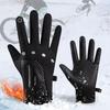 Waterproof Cycling Gloves, Large Size, Winter Touchscreen Compatible, Motorcycle Anti-Cold Fleece-Lined Thick Warm Windproof Winter Gloves