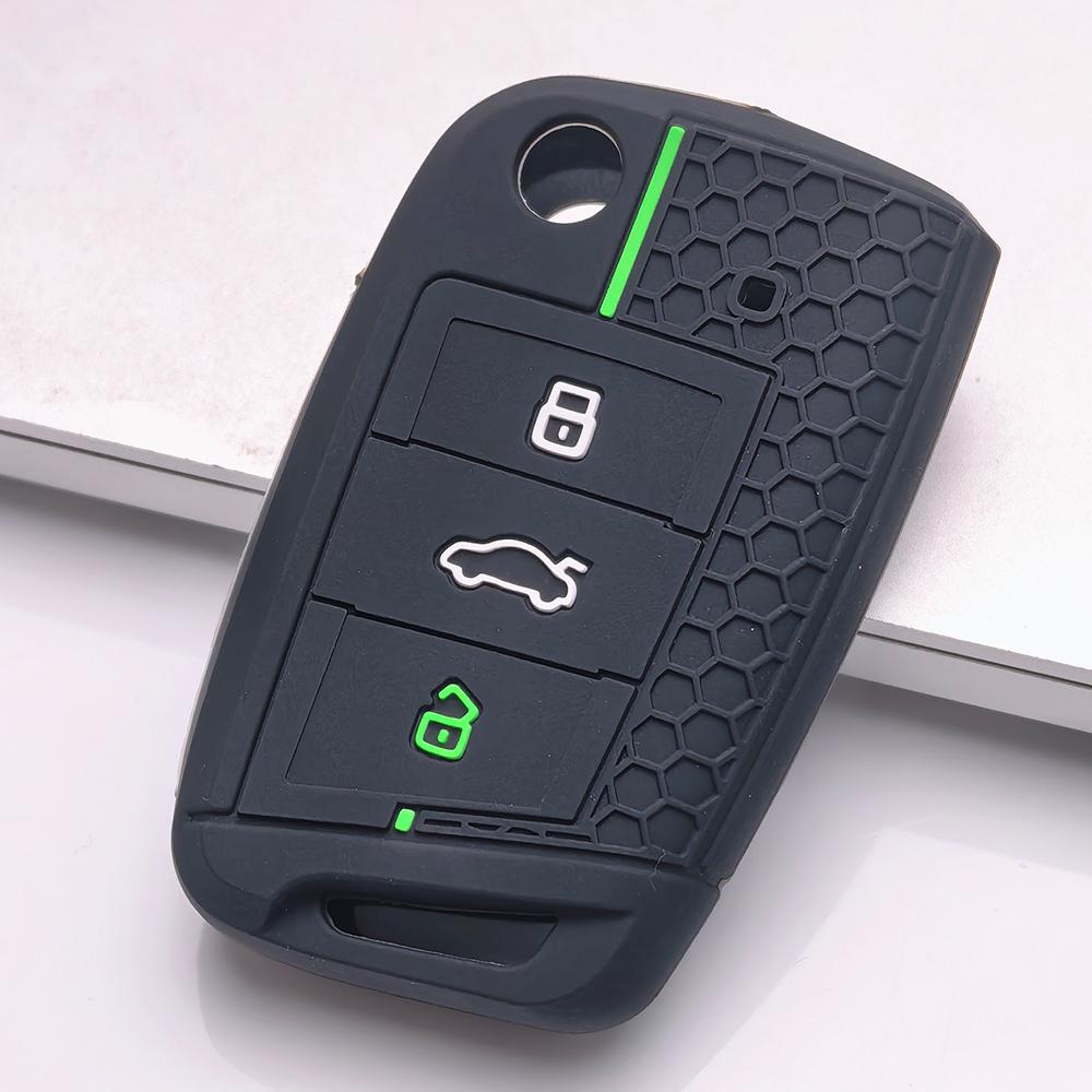 Key Fob Cover for VW Golf Tiguan Passat Polo Octavia A7 Mk7 Mk2 B8 Anti-Scratch Surface Shockproof Structure Soft Grip Texture Easy Install Design