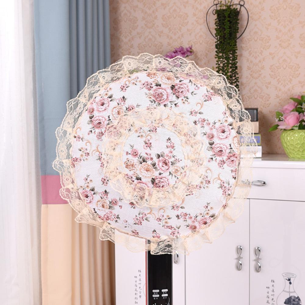 Round Lace Electric Fan Cover Pastoral Style Floral Floor Fan Covers  Electric Fan