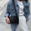 New Single Shoulder Cylindrical Bag, Casual Diamond Grid Oxford Cloth Crossbody Bag, Wide Shoulder Strap, Embroidered Grid Commuting Bag, Trendy