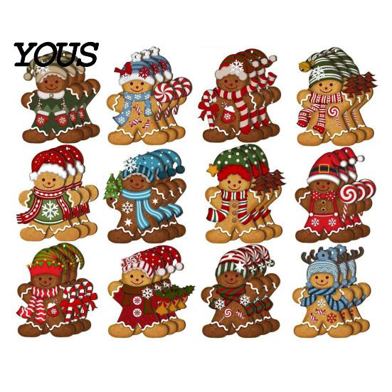 Holiday Scene Layout Accessories Gingerbread Man Wooden Pendant for Christmas Tree Decoration, Rustic Xmas Hanging Traditional Crafts Ornaments