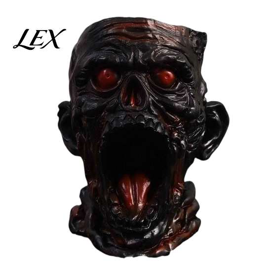 Cool Makeup Brush Cup Gothic Skull Pen Holder, Realistic Zombie Head Organizer, Large Capacity Desktop Style Beauty Tool Organizer Storage Container,