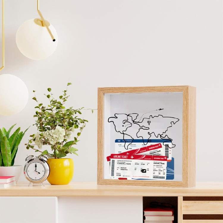 Sturdy Wooden Memory Storage Frame Made To Present Special Event Tickets 20x20cm