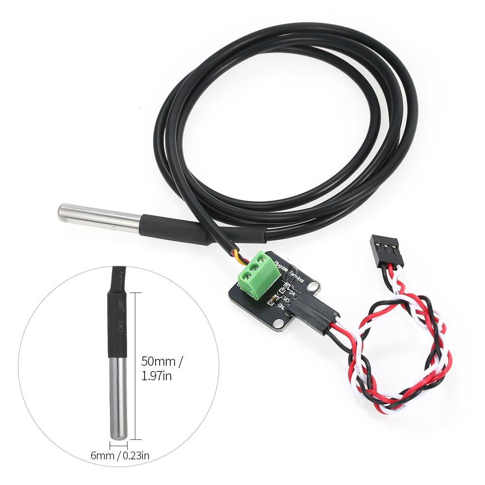 DS18B20 Temperature Sensor Module Stainless Steel Temperature Probe Waterproof Temperature Sensor Module Kit Temperature Probe Sensor Replacement F