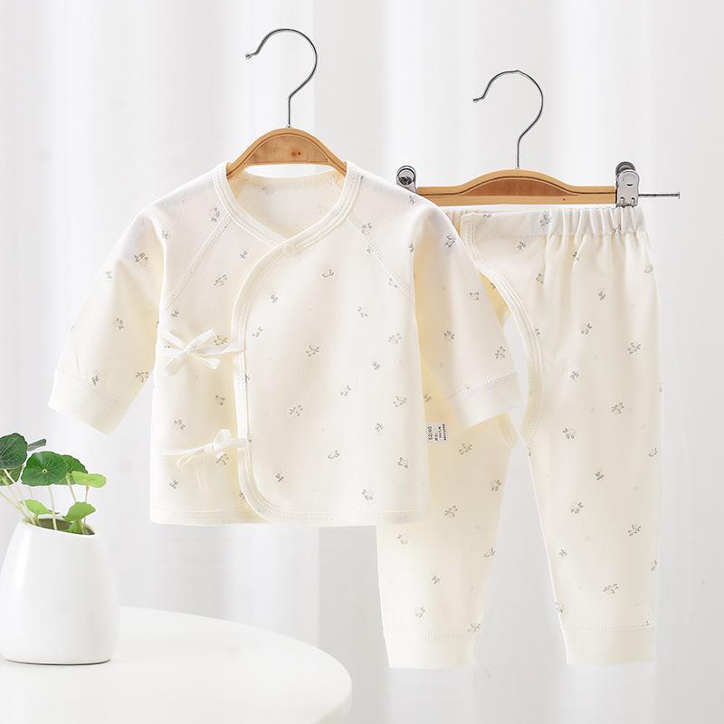 Set Haine Bumbac Toamnă Bebeluș: Salopetă Velcro pentru Nou-născut cu Croi Deschis