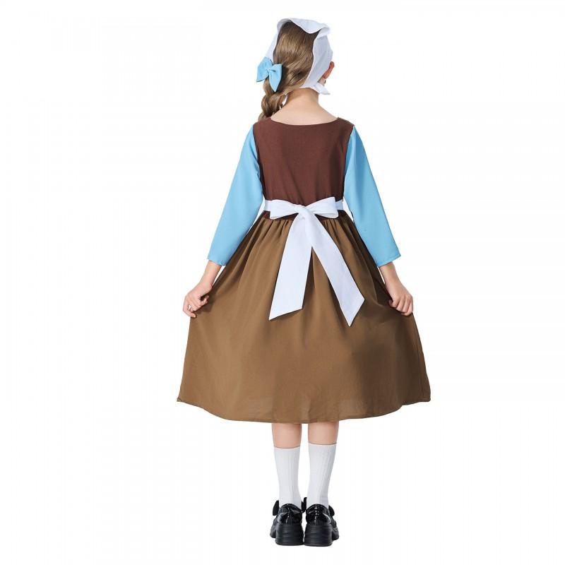 Kids Cinderella Maid Costume Dress Halloween Party Stage Performance Cartoon Princess Outfit