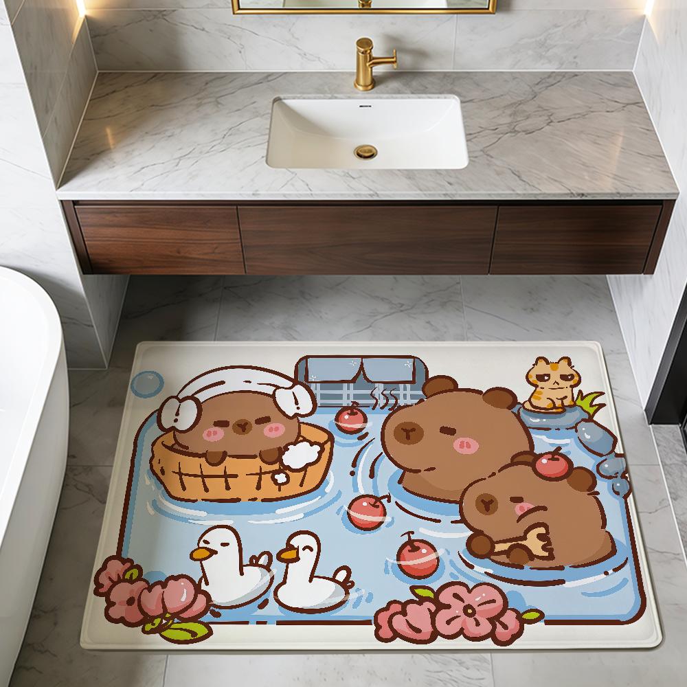 cartoon cute funny art Capybara hogar Bedside Rug Kitchen Bath Floor Mat Hallway Balcony Carpet Entrance Doormat Decor Home