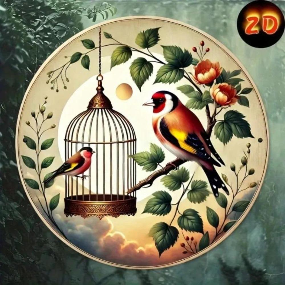 Metal Wall Art Golden Birds Floral Decor Hanging Home