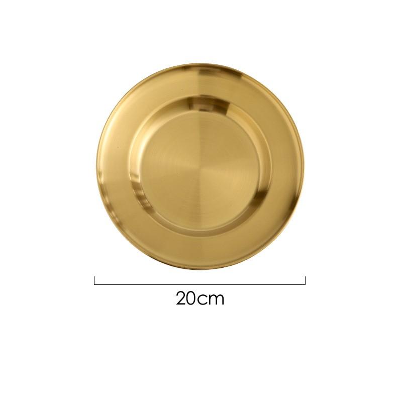 Round Kitchen Bar Tableware Cake And Fruit Snack Salad Plate Kitchen Accessories Stainless Steel Plate Camping Picnic Plate