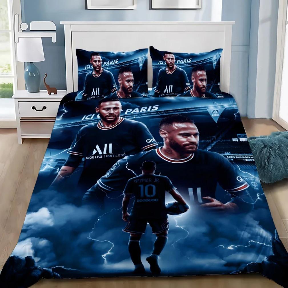 Voetbalster Neymar's Beddengoed Set Voetbalster Hoge Resolutie Print Dekbedovertrek Kussensloop Enkel Dubbel Grote Maat