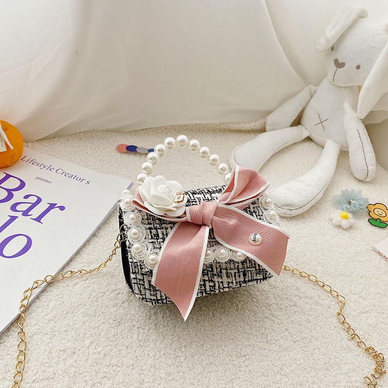 Очаровательная детская сумочка-клатч с жемчугом Очаровательная сумка принцессы для маленьких девочек Доступна в различных цветах Bow Black