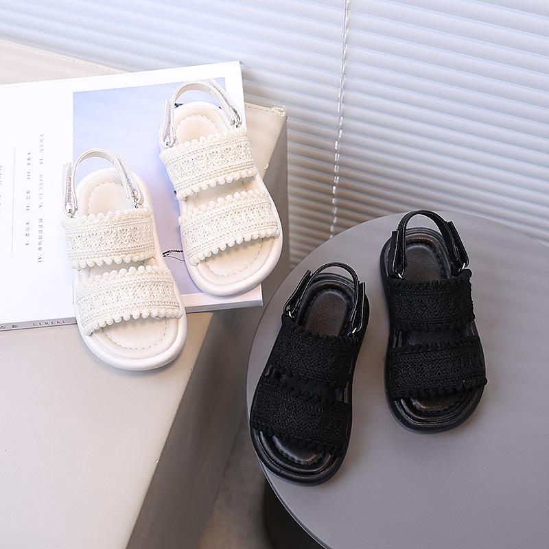 Kids Sandals Korean Style Fashion Girls Princess Shoes for Summer 2025 New Children Beach Shoes Soild Color Soft Sole Weave