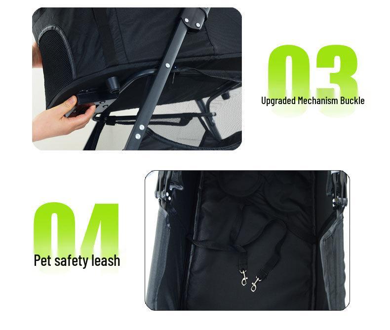 Lightweight Foldable Pet Stroller with Detachable Cage for Small Dogs & Cats