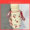 Polka Dot Insulated Bottle For Girls With Straw And Carrying Cord For School And Travel