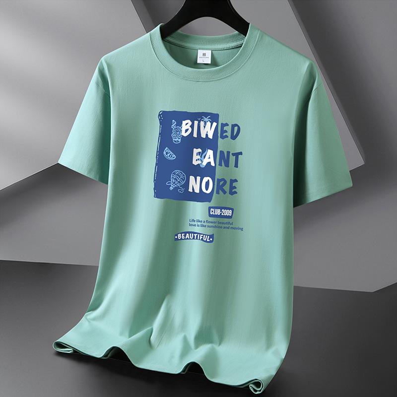 

Мужская модная футболка с короткими рукавами, футболка из чистого хлопка, S-6XL S светло-зеленый