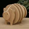 Wooden Trivet Coaster Set Creative Animal-Shaped Heat-Resistant Placemats for Cups Pots Stackable Versatile Desk Decor for Home Kitchen Outdoor Dining
