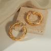 European Retro Style 18k Gold-Plated Copper Twisted O-Shaped Ear Cuff Earrings