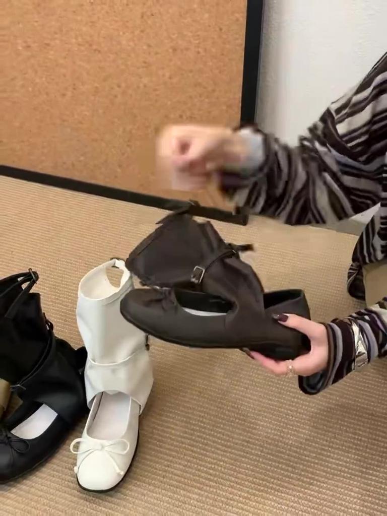 Fashion Bow Shoes Sandal Woman Boot Suit Female Beige Strappy Heels Round Toe Black  2025 Velvet Low Girls Elastic Band Rome Cotton Fabr