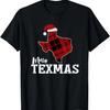 Camiseta Merry Texmas Contorno do Estado do Texas com Chapéu de Papai Noel