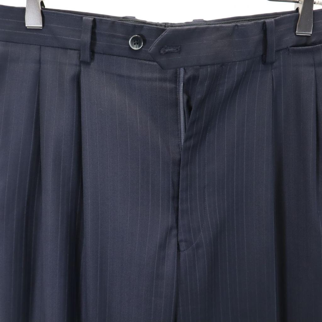 VISARUNO Made In Japan Wool Stripe Suit Setup Navy Men's Used