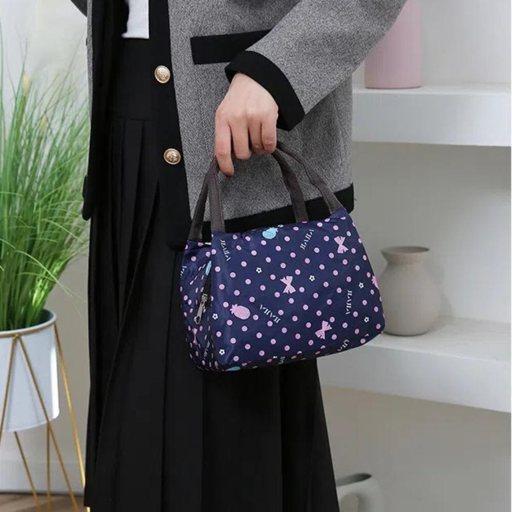 Portable Nylon Floral Print Tote Bag Waterproof Multifunctional Women Handbag Mommy Bag For Picnic Travel