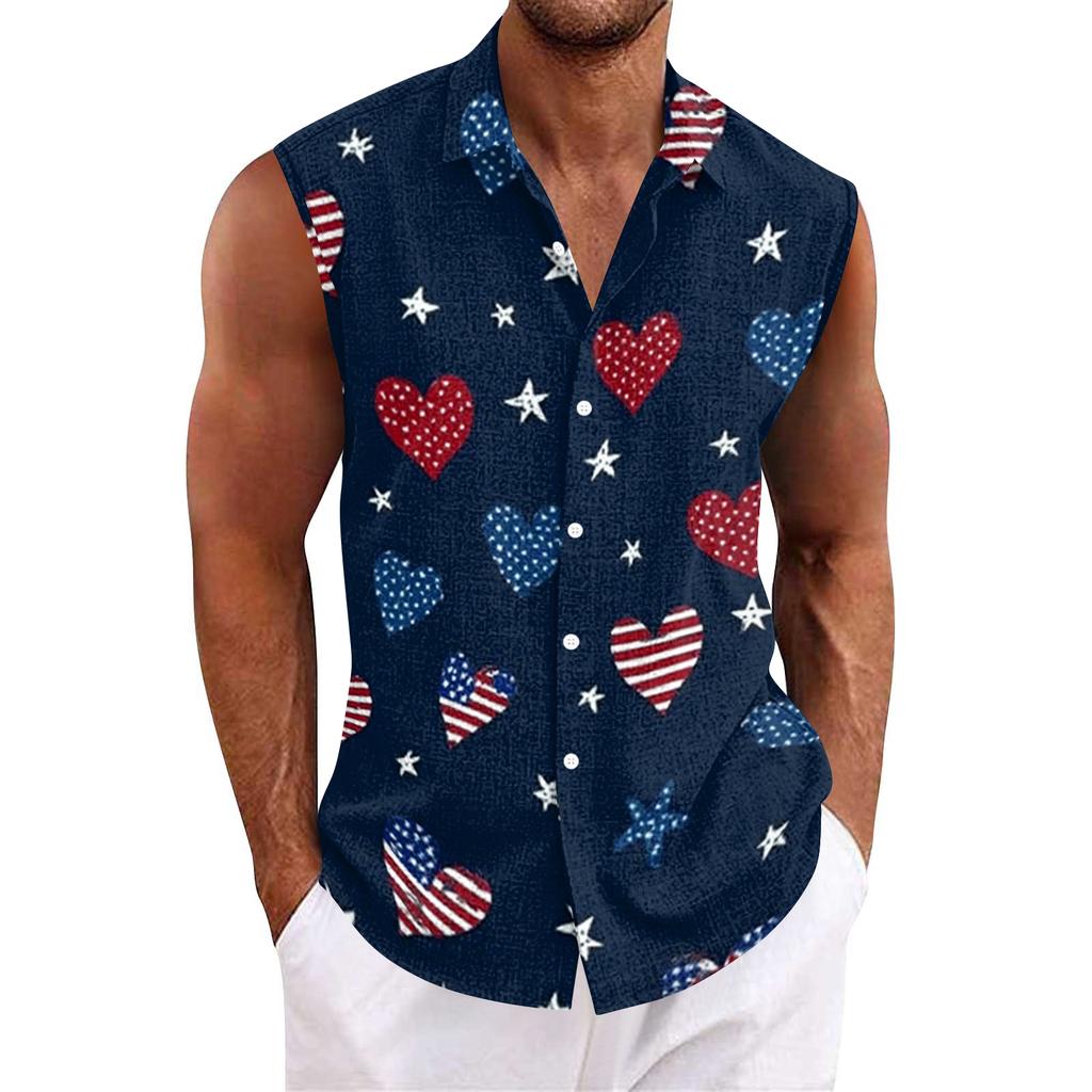 Men's Hawaiian Lapel Button-down Shirt T-shirt Top