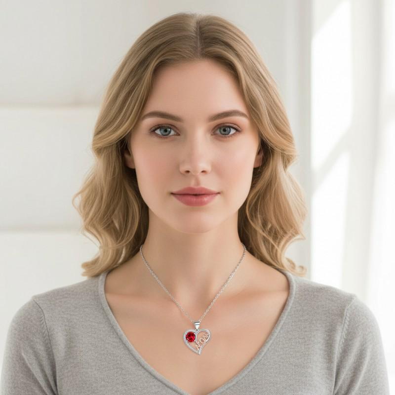 Elegant Heart MOM Pendant Necklace Women Hypoallergenic Copper Chain Lightweight Locket Jewelry Mothers Day Gift