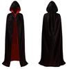 On Hand Hooded Cape Adult Unisex Long Cloak Black Red Halloween Costume Dress Coats