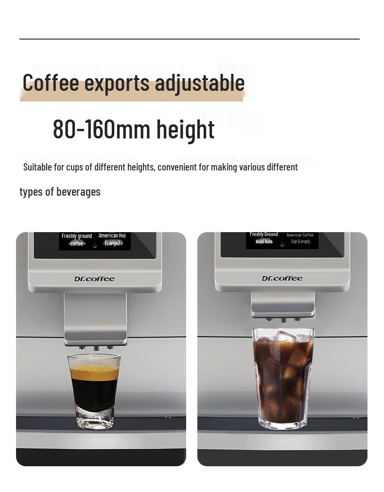 Dr. Coffee F08 Commercial High-Pressure Automatic Coffee Machine with Grinder and Temperature Control
