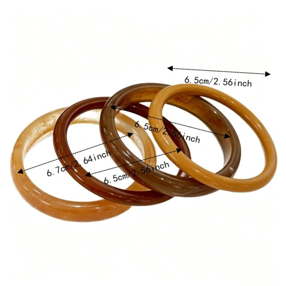 4 pcs/set Minimalist Resin Bracelet Set Vintage Layering Jewelry Retro Stackable Bangle Gift Giving