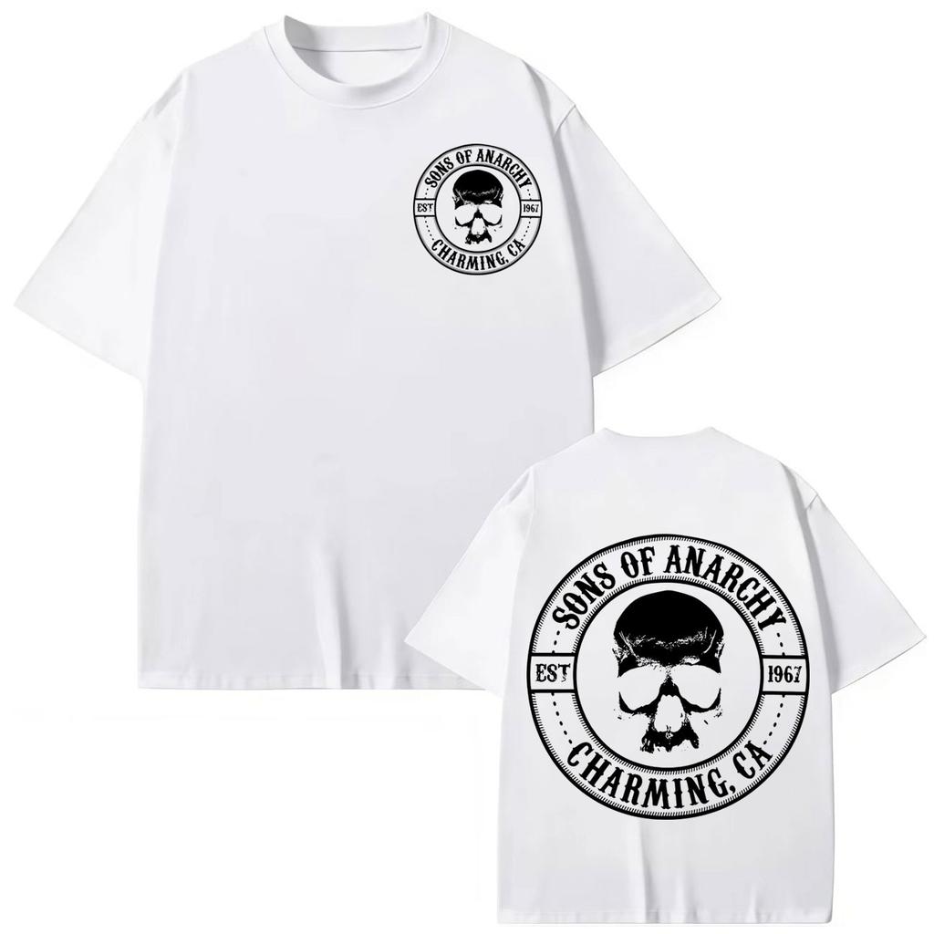 TV Play Sons of Anarchy Print T Shirt Men Women Clothing Gothic Fashion Short Sleeve T-shirts Casual Loose Cotton T-shirt