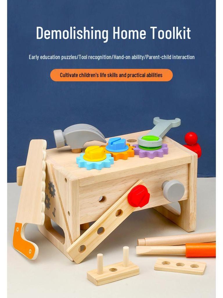 Kids' Wooden Toolbox Pretend Playset for Early Education
