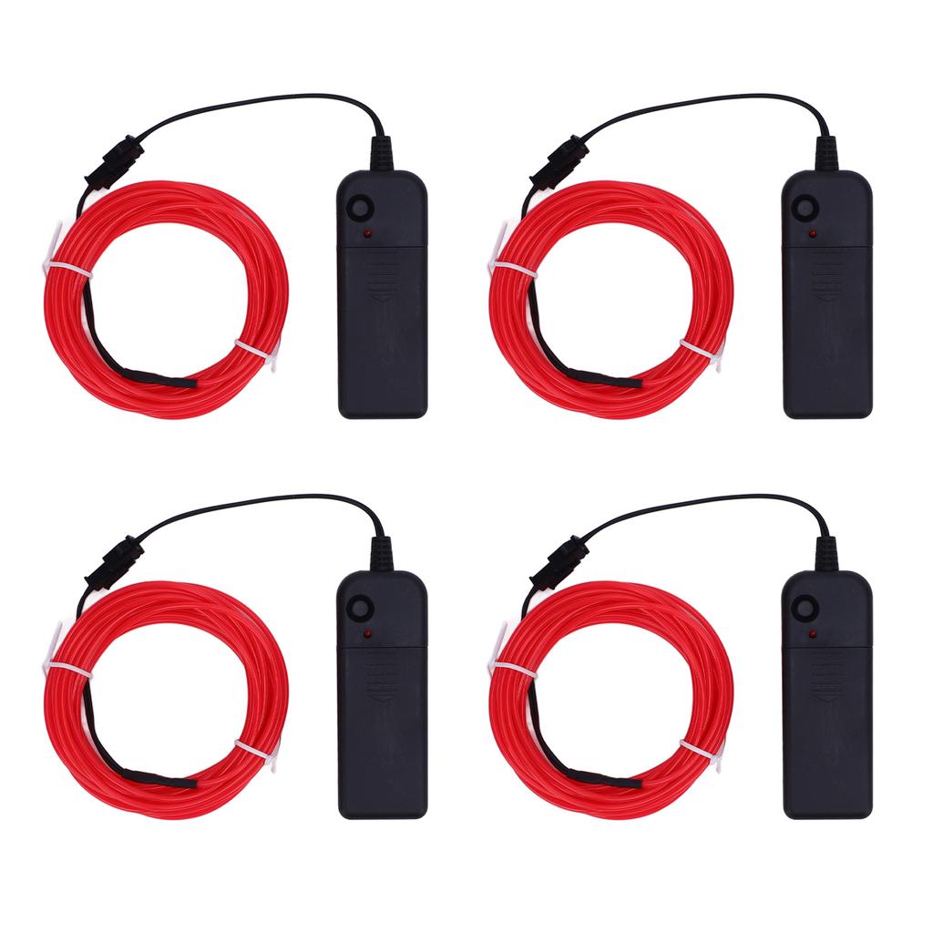 4PCS Neon Lights Strip 16.4ft Length Pink Portable Battery Pack 360 Degrees  Cuttable Glowing Rope Light